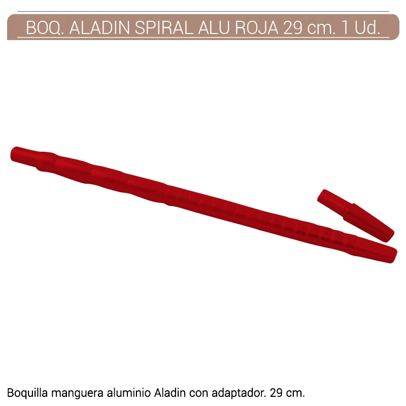 ALAGESH00001_main-20260208032719635-7525 BOQUILLA SHISHA ALADIN SPIRAL ALUMINIO ROJA 29 cm. 1 Ud. M350R - Imagen 1