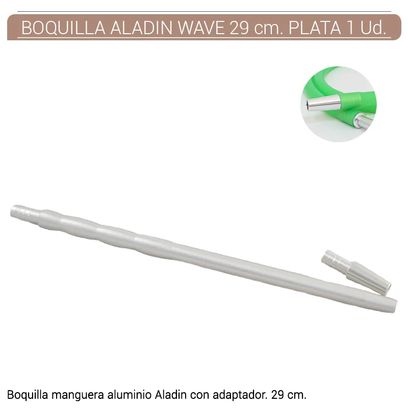 ALAGESH00004_main-20260208032756716-1316 BOQUILLA SHISHA ALADIN WAVE ALUMINIO PLATA 29 cm. 1 Ud. M320SI - Imagen 1