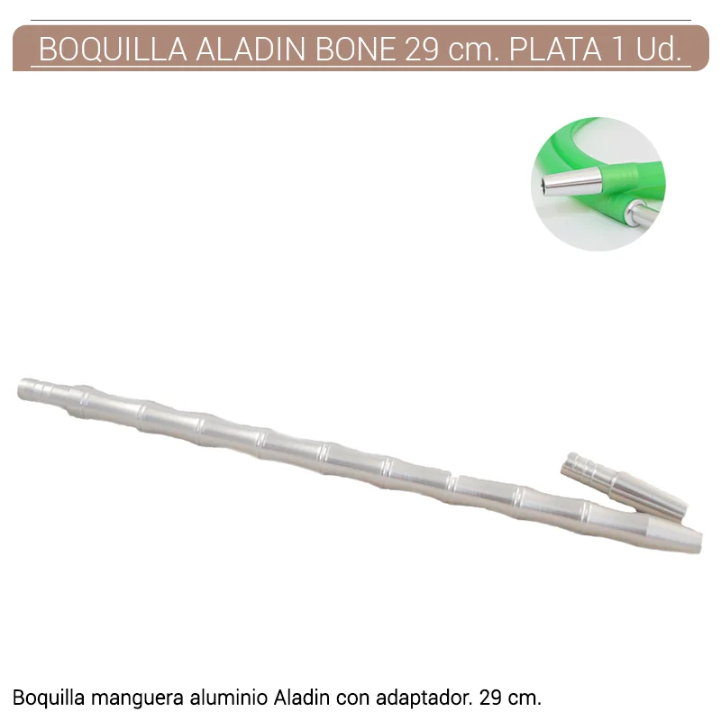 ALAGESH00007_main-20260208032833819-7675 BOQUILLA SHISHA ALADIN BONE ALUMINIO PLATA 29 cm. 1 Ud. M340SI - Imagen 1