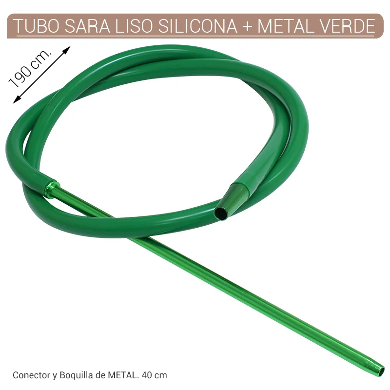 ALM20SH00001_main-20260208033027258-8051 TUBO SHISHA SARA LISO SILICONA+ METAL VERDE 1,9 m. 1 Ud. 000571 G-N - Imagen 1