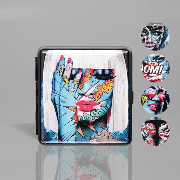 Pitillera con diseño pop art