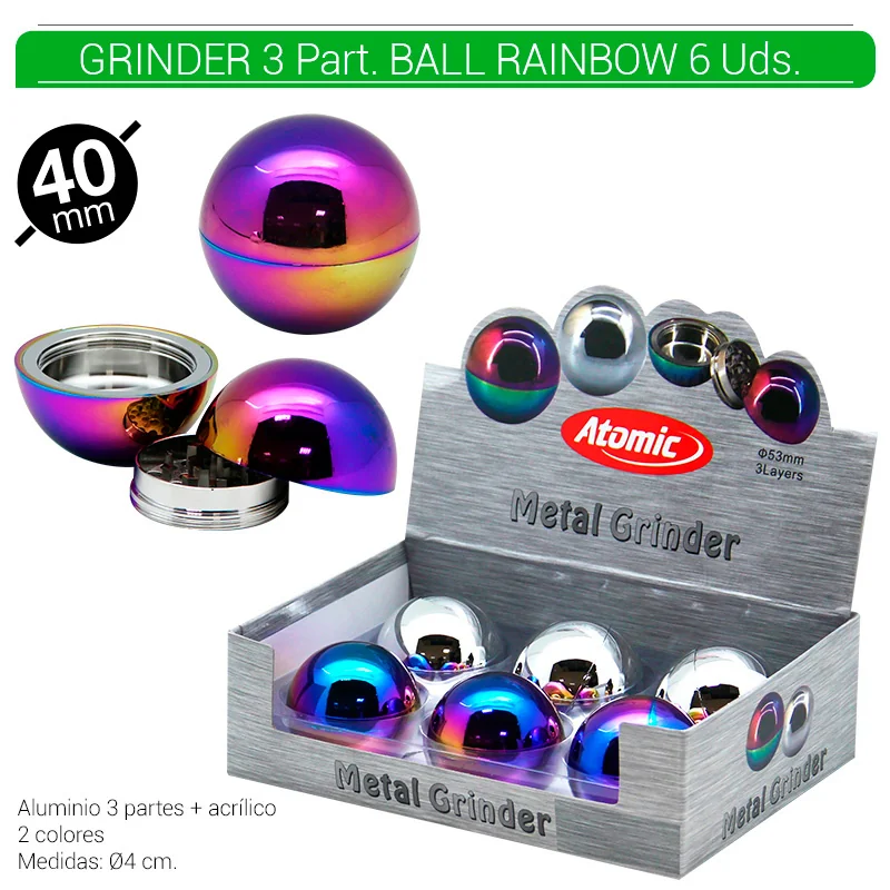 ATOGEOT00033_main-20260207191006445-3055 GRINDER 3 Part. ATOMIC ALU BALL RAINBOW 40 mm 6 Uds. 02.12489 - Imagen 1