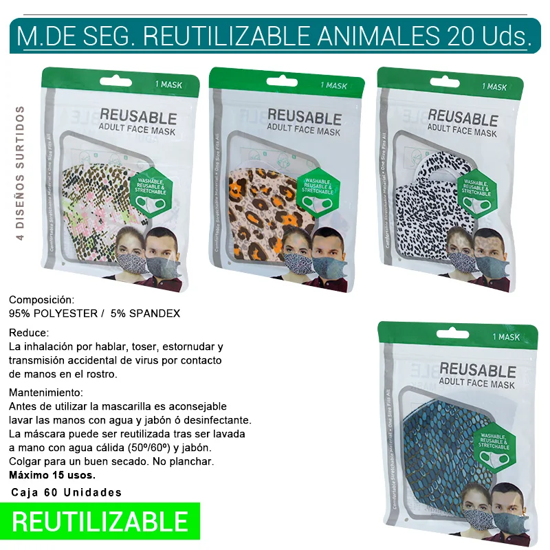 EPI30SA00001_main-20260207201804354-7075 MASCARILLA DE SEGURIDAD REUTILIZABLE ANIMALES 20 Uds. 755041 - Imagen 1