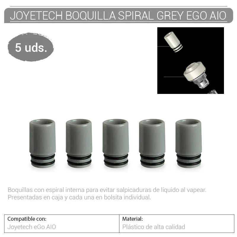 JOYGEFB00002_main-20260207203735278-1144 JOYETECH BOQUILLA SPIRAL GRIS EGO AIO 5 Uds. 66441105 - Imagen 1