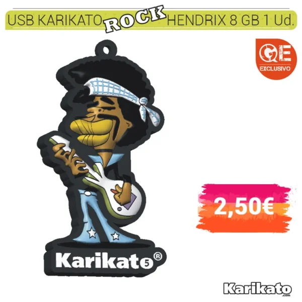 KARIKATO USB ROCK HENDRIX 8 Gb. 1 Ud. K15