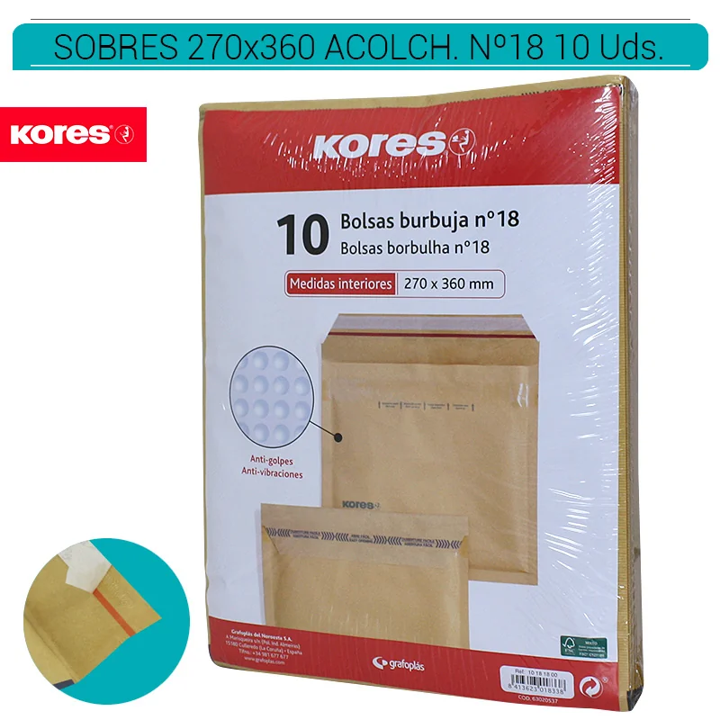 KOR60PA00002_main-20260207204811395-3727 SOBRES ACOLCHADOS KRAFT Nº18 270 x 360 mm. 10 Uds. 10181800 - Imagen 1