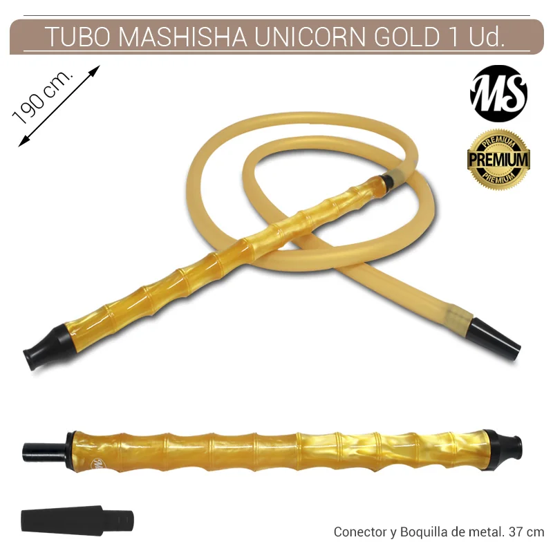 MSXGESH00003_main-20260208045308879-1809 TUBO SHISHA MASHISHA MS UNICORN GOLD 1,9 m. 1 Ud. MSUNIGD - Imagen 1