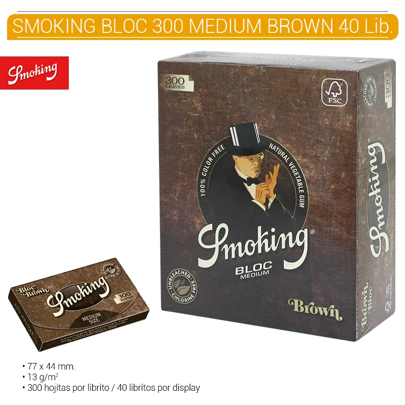 SMOGEPA00048_main-20260208054931987-7931 SMOKING BLOC 300 MEDIUM BROWN 40 Lib. - Imagen 1