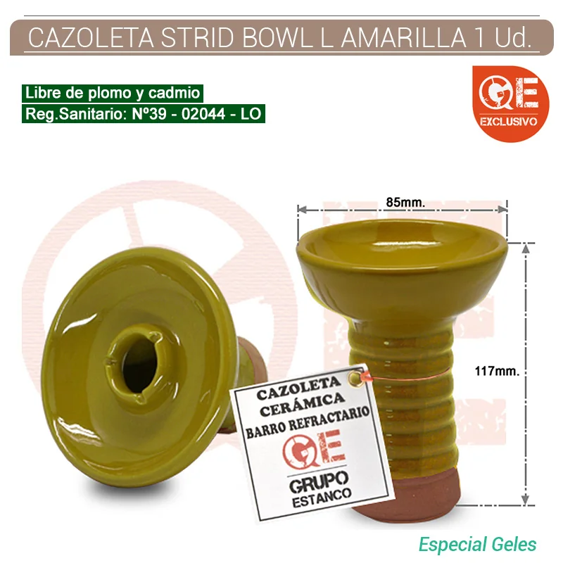STRGESH00003_main-20260208055425790-7652 CAZOLETA SHISHA CERAMICA STRID BOWL L AMARILLA 1 Ud. 771A10732L - Imagen 1