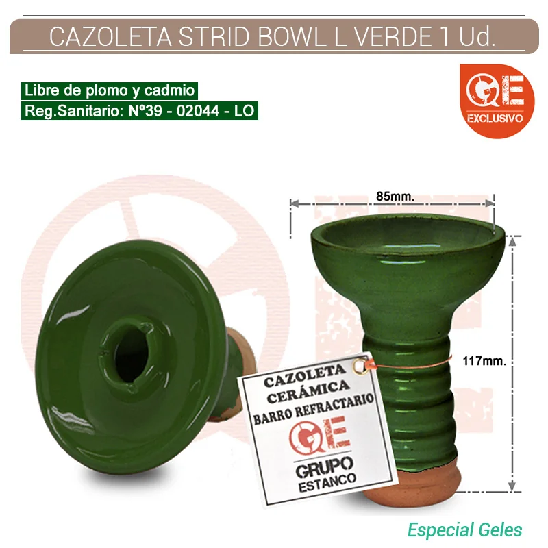 STRGESH00004_main-20260208055438388-2605 CAZOLETA SHISHA CERAMICA STRID BOWL L VERDE 1 Ud. 771A10733L - Imagen 1
