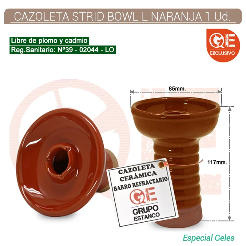 STRGESH00005_main-20260208055450993-6083 CAZOLETA SHISHA CERAMICA STRID BOWL L NARANJA 1 Ud. 771A10734L - Imagen 1