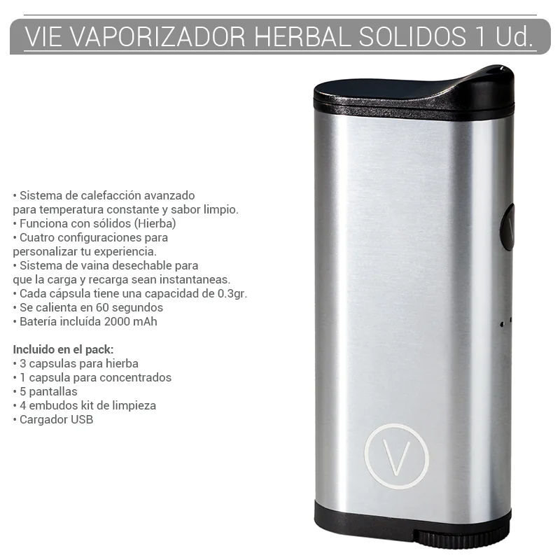 VIEGECI00001_main-20260208061020538-9528 VIE VAPORIZADOR HERBAL SOLIDOS PLATA 2000 mAh 1 Ud. 03.00000 - Imagen 1
